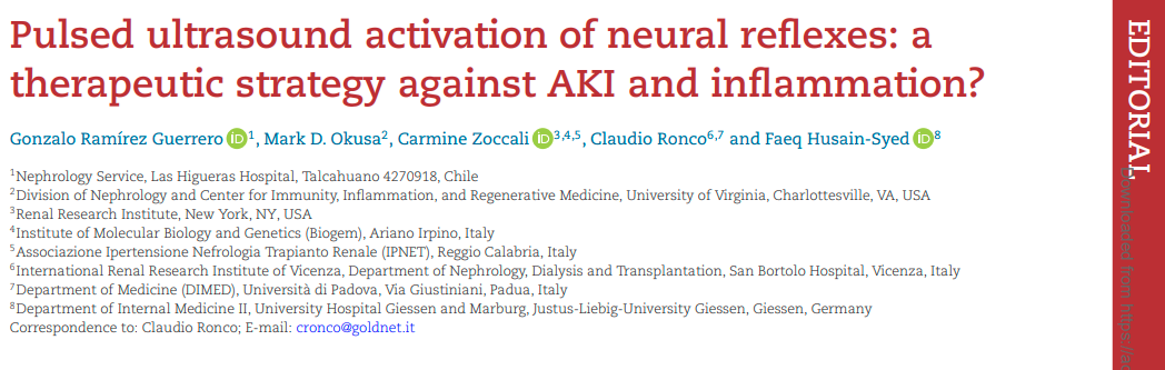 Pulsed ultrasound activation of neural reflexes: a therapeutic strategy against AKI and inflammation?