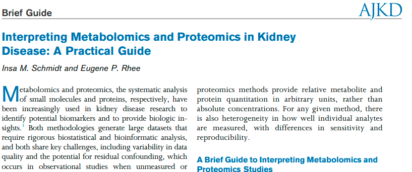 Interpreting Metabolomics and Proteomics in Kidney Disease: A Practical Guide