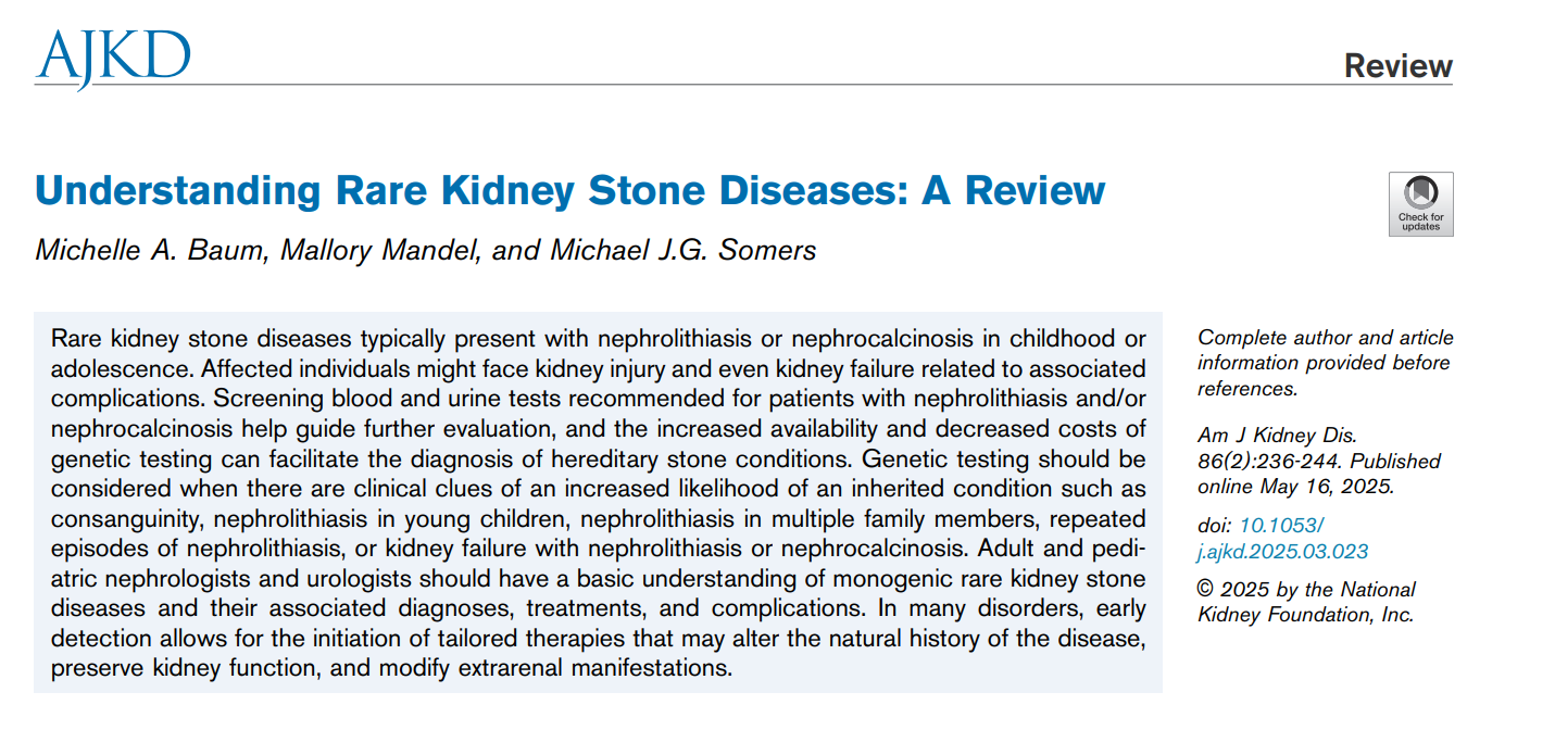 Understanding Rare Kidney Stone Diseases: A Review